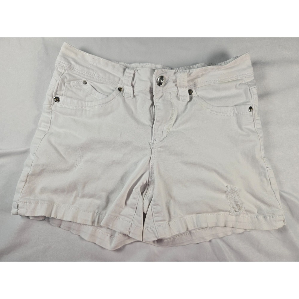 Royalty For Me White Distressed Denim Shorts Size 6 Stretch Summer Festival
